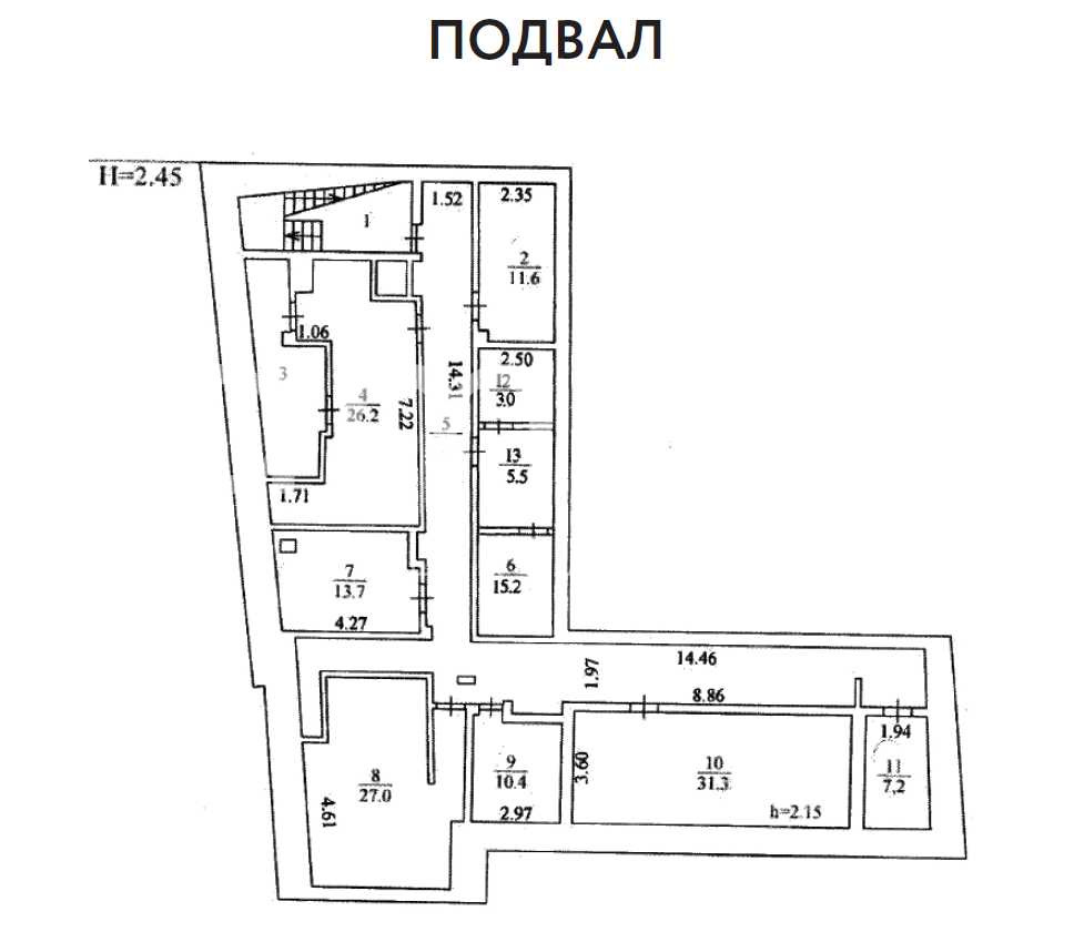 Планировка офиса 2125 м², 1 этаж, Особняк «Бол. Никитская ул., 17, стр. 2»